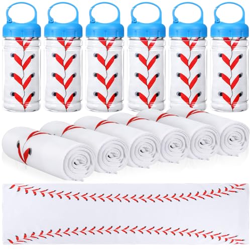 12 Pack Baseball Cooling Towels, Baseball Ice Towels for Neck, 40"x12" Breathable Chilly Towel with Plastic Container, Microfiber Sport Towel for Players Team Gift Sport Party Favors