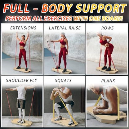 J Bryant Bamboo Resistance Band Workout Platform - Complete Set with Tube Bands, Handles, Bar & Loop Hooks for Full-Body Strength, Rehab, Mobility & Functional Training - style: Set A