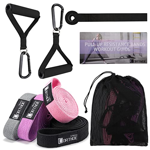 Resistance Bands with Handles,Pull Up Bands Fabric Long Resistance Bands Set of 10 Long Workout Bands with Door Anchor, Handles, Exercise Bands for Working Out, Weight Training
