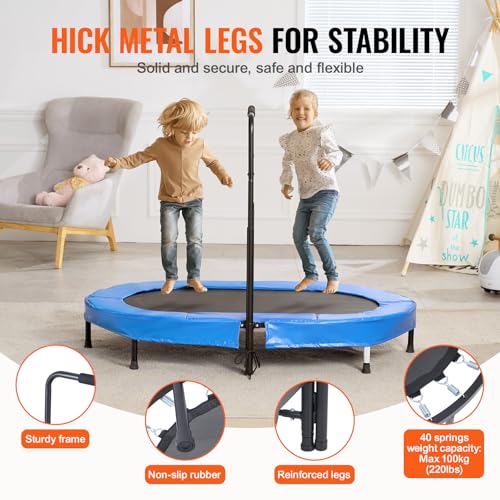 VEVOR 5FT Trampoline 50"/55"/56 * 35" for Indoor/Outdoor use for Toddlers, Foldable Mini Baby with Foam Handle, Recreational Birthday Gift