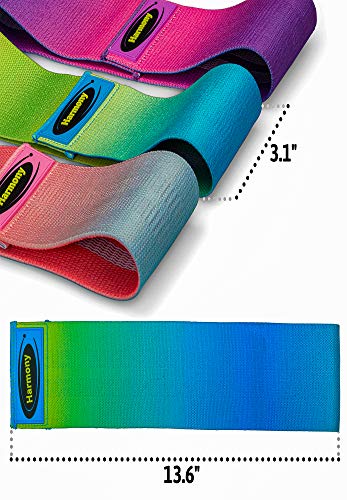 Fabric Resistance Bands Non-Slip for Hip Glute Butt & legs 3 level Workout Booty Loop for Exercise Fitness Training & Gym with Sweat Head & Wrist Band Cloth with Backpack (Set of 7) For Women