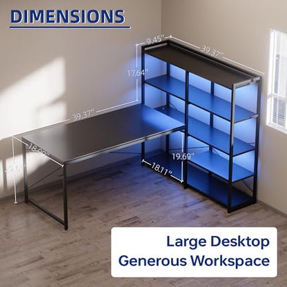Pamray 49 Inch L Shaped Gaming Computer Desk with Shelves and Storage - color: White