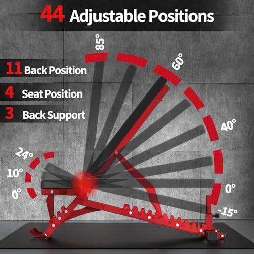 JEEKEE Adjustable Weight Bench, 40" Extended Backrest for Tall Lifters up to 6'5", 1300LBS Weight Capacity and 44 Adjustable Positions Bench for Garage and Home Gym Workouts