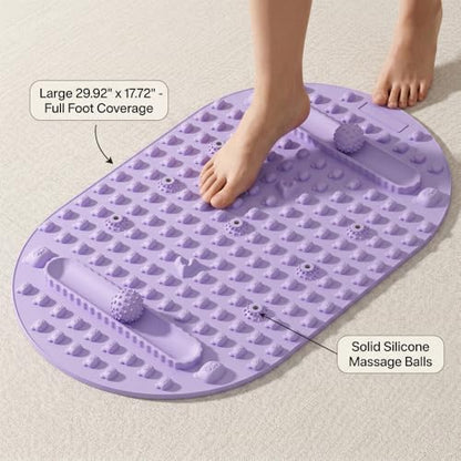 Acupressure Mat for Feet Massage, 29.92" Long Soft Silicone Reflexology Foot Massager with Dual Solid Fascia Balls, Deep Tissue Trigger Point Mat for Stress Relief, Sleep Aid & Fat Burning