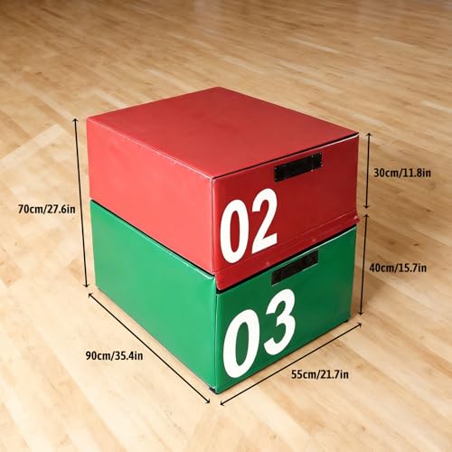 Free Combination Foam Plyometric Jump Box, Height Exercise Box Multiple Height Levels with Non-Slip Surface & EPE Foam for Plyometrics HIIT Strength Training Home Gym (Size:02#+03#) - size: 02#+03#