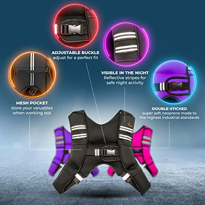 Weighted Vest for Men and Women 6Lb/8Lb/10Lb/12Lb/15Lb/20Lbs Adjustable Workout Vest for Strength Training, Running, Cardio, Rucking, Fitness & Cross Training