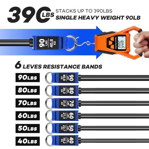 NITEEN 310lbs/390lbs Heavy Resistance Bands with Handles for Working Out - size: 390lbs