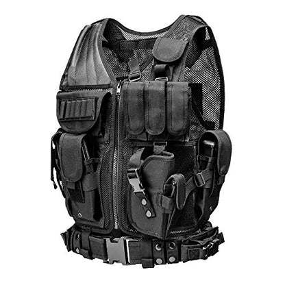 Trainning Tactical Airsoft Paintball Combat Swat Assault Army Shooting Hunting Outdoor Molle Police Vest - color: Breathable Black