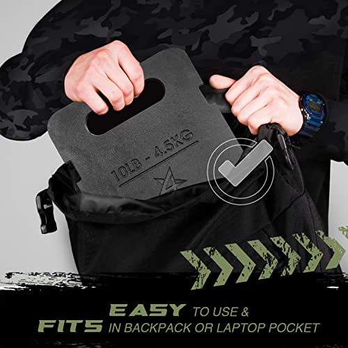Yes4All Attachable Rucking Weight for Backpack, Cast Iron Training Weight Plate with Quick-Attach Strap Slots, Ergonomic Rounded Handle for Weighted Walking, Hiking, Rucking - size: 10LB