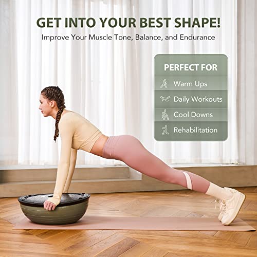 ZELUS 23in. Balance Ball with 55cm Yoga Ball, Resist Bands & Foot Pump - color: Matcha green