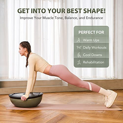 ZELUS 23in. Balance Ball with 55cm Yoga Ball, Resist Bands & Foot Pump - color: Matcha green