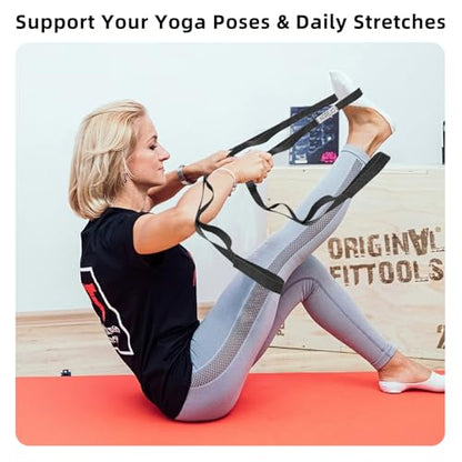 Stretching Strap Yoga Strap Physical Therapy for Home Workout, 10 Loops Non-Elastic Stretch Band for Pilates, Flexibility, Exercise and Gymnastics - color: 2-Pack Black/Green