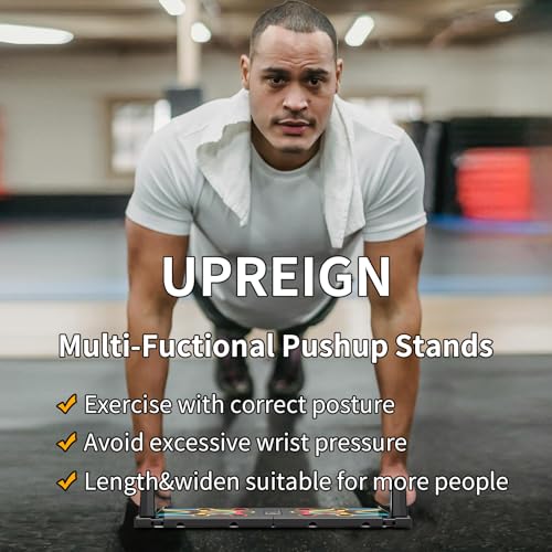 UPREIGN Multi-Functional Push-Up Plate. Portable and Foldable Push-up Board with Handle for Muscle Building and Strength Training - color: Light black