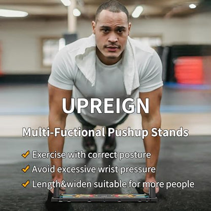 UPREIGN Multi-Functional Push-Up Plate. Portable and Foldable Push-up Board with Handle for Muscle Building and Strength Training - color: Light black
