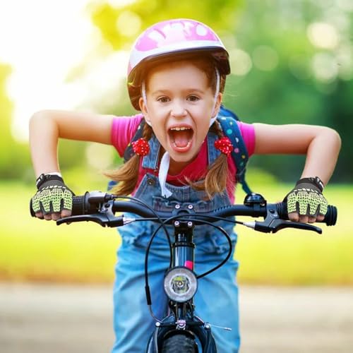 Kids Bike Gloves Cool Ice Silk Anti-Slip Sweat Towel Hook and Loop Closure Breathable Comfortable High Elasticity Perfect for Boys & Girls