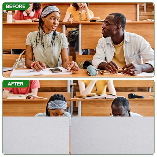 DoubleFill 2 Pack Acoustic Desk Divider Partition 23.6 x 47.2 Stand up Freestanding Privacy Panel Noise Visual Distractions Reducing Table Divider for Student Reception Area Office(Beige)