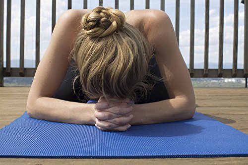 YogaAccessories 1/4" Thick High Density Deluxe Non Slip Exercise Pilates & Yoga Mat - color: Dark Blue