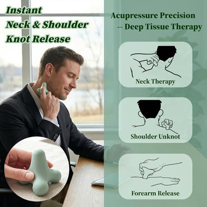 2-Piece Trigger Point Massage Set: High-Density Solid Tools for Deep Tissue Relief, Portable Desk & Travel Kit for Tech Neck, Forearm & Hand Tension, Muscle Knots