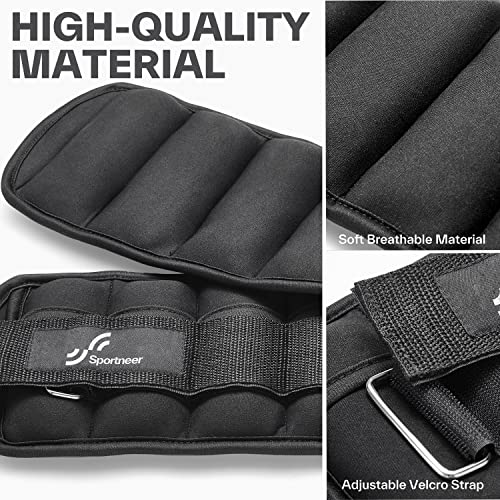 Sportneer Adjustable Ankle Weights for Women and Men 7 lbs/Pair Adjustable Leg Weights with Secure Straps, Strength Training Weighted for Yoga, Walking, Running, Aerobics, Gym, Physical Therapy - color: Black