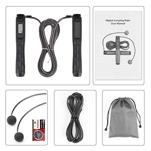 Zoë's Corner: Cordless Weighted Digital Counter Jump Rope for Crossfit Cardio WOD, Exercise, Boxing, Martial Arts, MMA Training, Gym Fitness. Illuminated LED, Rotation-Calorie Counter.