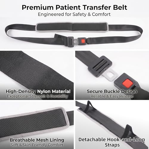 Stretching Strap with Detachable Shoulder Strap – Adjustable Nylon Stretch Band with Breathable Mesh Pad – Leg Stretcher for Yoga, Flexibility Training, Hamstring Stretch & Home Gym Equipment.