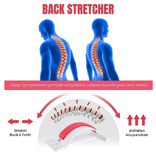 Pursonic Premium Back Stretcher for Pain Relief and Posture Correction - Adjustable Design with Cushioned Foam Padding – Personalized Spinal Alignment for Office Chair, Sofa, or Floor Use - Durable (WHITE)