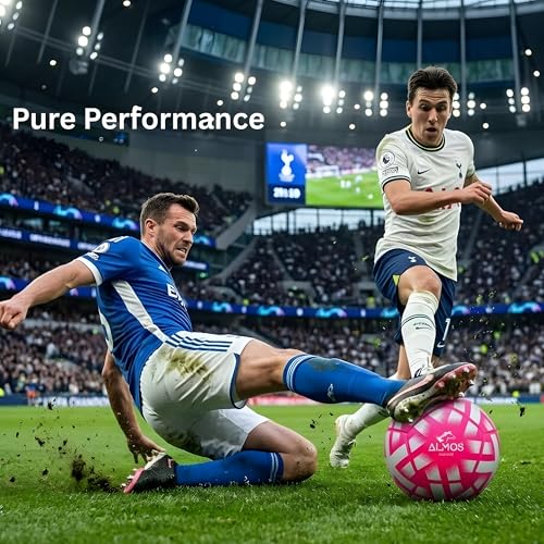 Almos Size 4 & 5 Soccer Ball for Adults, PVC Top Layer Laminated with EVA Foam, Training & Official Match Size Game Ball, Deflated Outdoor Pink Soccer Balls - size: 5