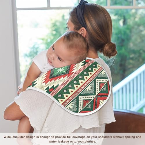 Mexican Ethnic Stripes Muslin Burp Cloths 1 Pack - Extra Large 22"x11", 4-Layer Soft Absorbent Cotton, Waterproof Backing, Baby Drool Rags for Newborn