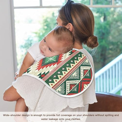 Mexican Ethnic Stripes Muslin Burp Cloths 1 Pack - Extra Large 22"x11", 4-Layer Soft Absorbent Cotton, Waterproof Backing, Baby Drool Rags for Newborn