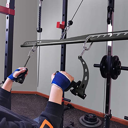 LAT Pulldown Attachments for Cable Pulley System Machine, T-bar Row Landmine Attachment, Home Gym Fitness Spreader Bar, Multi-Grip Wide LAT Pull Down, Neutral Grip Handle