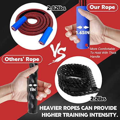 Weighted Jump Ropes with 360 Degree Rotation Handle.1 Inch 2.7LB/3LB Heavy Jump Rope for Men and Women,Jump Ropes for Fitness - color: Red