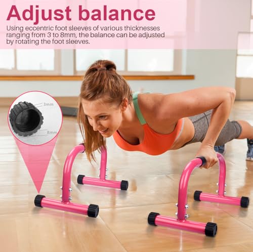 AmazeFan Parallettes Bars, Push Up Bars Strength Training For Handstands, Full Planche & Dips, Calisthenic, Gymnastic, [16.6x10x10in] Push Up Stands Handle for Floor Workouts Calisthenics Equipment