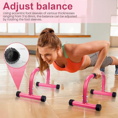 AmazeFan Parallettes Bars, Push Up Bars Strength Training For Handstands, Full Planche & Dips, Calisthenic, Gymnastic, [16.6x10x10in] Push Up Stands Handle for Floor Workouts Calisthenics Equipment