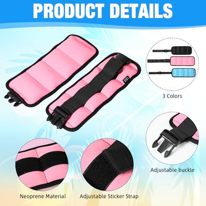 3 Pairs Ankle Weights for Men Women 0.5lb/1lb/1.5lb Adjustable Swimming Ankle Wrist Weights Bands Set for Pool Aqua Cuffs Aerobics Fitness Jogging Walking Running Yoga - color: Pink Blue Black