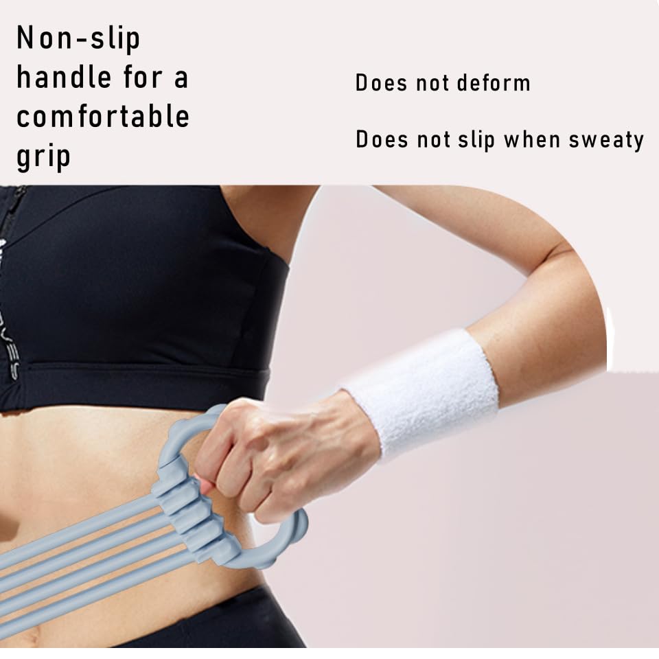 Tube Resistance Bands with Handles 8 Tube Adjustable Figure Bands Set, Keep Resistance Band Figure 8 for Women Men Adjustable Resistance Bands for Home Gym, Strength Training