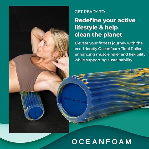 Tidal Roller - Royal, Gold & Natural Marbled - Muscle Massage Foam Roller for Back Pain & Stretching - Firm & Ergonomic Wide Wave Textured - Yoga, Athletics, & Wellness - Full Size, 20" x 5" - color: Royal, Gold & Natural Marbled