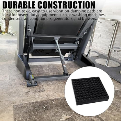 Exercise Equipment Mat Heavy Duty 4 x 4 x 0.8 Inches 4-Pack, Anti-Slip Noise Reduction Shockproof for Treadmill Stationary Bike Hardwood Floors and Carpets