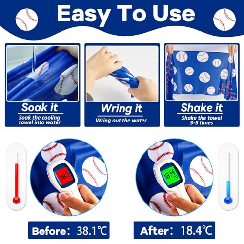 30Pcs Baseball Softball Cooling Towels for Neck and Face 40 x 12 Inch Baseball Sports Team Gifts Microfiber Breathable Workout Ice Towel Sweat Chilly Bulk Neck Wraps for Athletes Gym Camping Blue