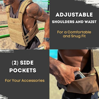 POLYFIT (Fortify) Weighted Vest for Strength and Endurance Training, Rucking, Fitness Workouts, Running, WODs - color: Camo
