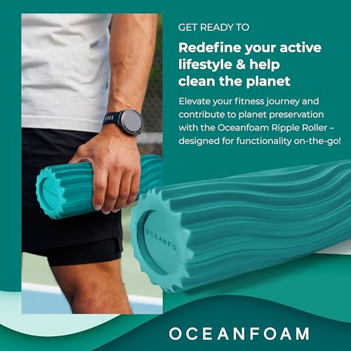 Ripple Travel Foam Roller (11" x 3.35") Firm Mini Foam Roller for Physical Therapy, Deep Tissue Massage, Back Pain - High Density, Ergonomic Wave Textured - Yoga, Pilates, Exercise (Jade) - color: Jade