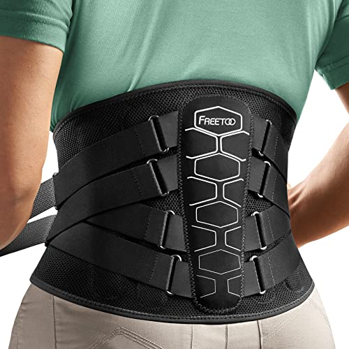 FREETOO Back Brace For Lower Back Pain Relief, Back Support Brace Men Women - size: X-Large (Waist: 47.2～53.9 Inch)