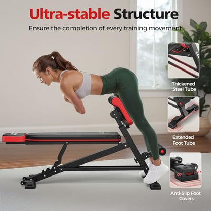 Flybird 4 in 1 Roman Chair with Adjustable Weight Bench & Sit Up Bench for Full Body Workout, Fitness equipment for HyperBack Extension for Glutes, Hamstrings & Lower Back, Multi-Purpose for Home Gym