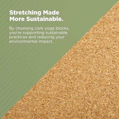 Bean Products Yoga Blocks, Standard & Large Sizes - Studio Grade, Non-Slip, Made from Eco Friendly Materials - 100% Natural Cork or Foam - Improves Stability & Alignment - Single Block or 2 Pack Sets
