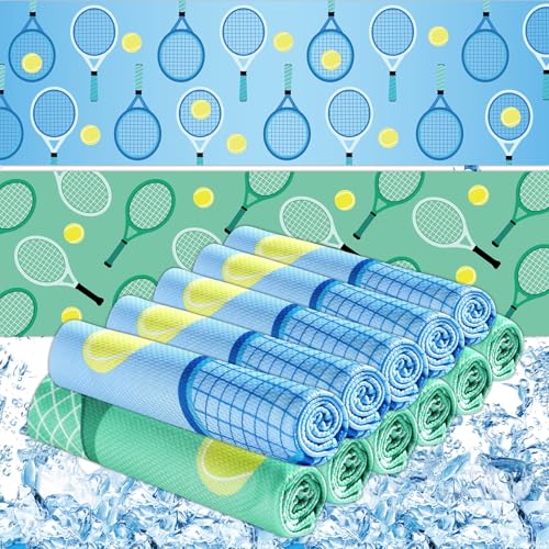 30 Pcs Tennis Cooling Towels for Neck and Face 40 x 12 Inch Tennis Sports Team Gifts Workout Ice Towels for Gym Sweat Microfiber Breathable Chilly Bulk Neck Wraps for Athletes Camping Travel Yoga - style: Tennis