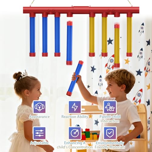 Reflex Drop Sticks Game, 3 Adjustable Speed Hand-Eye Coordination Toys, Remote Control, Catch Falling Sticks Game Reaction Training Challenge Toys for Adults & Kids
