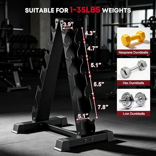 Dumbbell Rack Stand, Heavy Duty A-Frame Dumbbell Storage Rack, 5 tier Steel Dumbbell Holder for Home Gym Space Saver 200 LBS Capacity