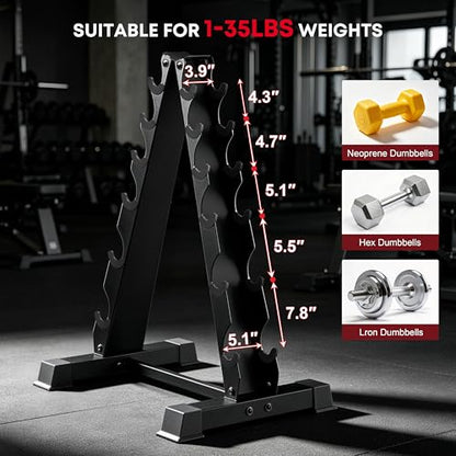 Dumbbell Rack Stand, Heavy Duty A-Frame Dumbbell Storage Rack, 5 tier Steel Dumbbell Holder for Home Gym Space Saver 200 LBS Capacity