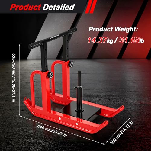 Heavy-Duty Adjustable Training Sled, 5-Level Height Adjustment, Push/Pull Dual-Use, Compatible with 1" & 2" Weight Plates, Strength & Speed Training for Soccer, Fitness & Conditioning, All-Ages