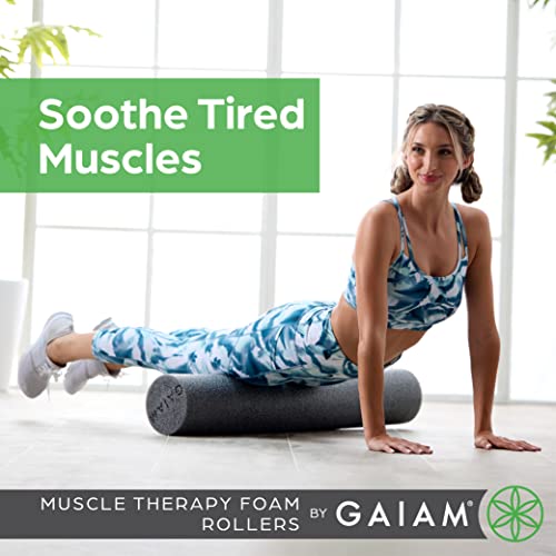 Gaiam Restore Foam Roller for Muscle Massage - Deep Tissue Muscle Massager for Sore Muscles & Stimulation - Total Body Pain Relief, Back, Neck, Foot, Calf, Leg, Arm (18 Inch and 36 Inch) - size: 18-Inch, style: 18" Roller (Grey)
