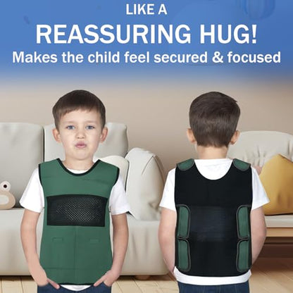 Vest for Kids Including 6 Removable Weights (Green, Large)